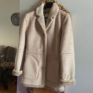 Elegant Women's Sueded Finish Tan Teddy Jacket sz S